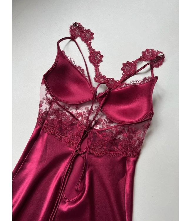 Imported™ Long Slit Silk Nighty Set (5 Pieces)