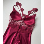 Imported™ Long Slit Silk Nighty Set (5 Pieces)