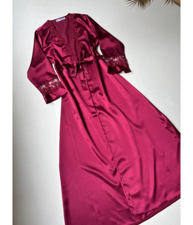 Imported™ Long Slit Silk Nighty Set (5 Pieces)