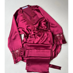 Imported™ Long Slit Silk Nighty Set (5 Pieces)