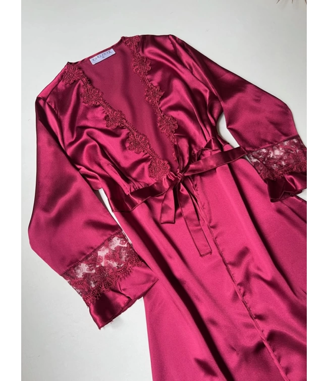 Imported™ Long Slit Silk Nighty Set (5 Pieces)